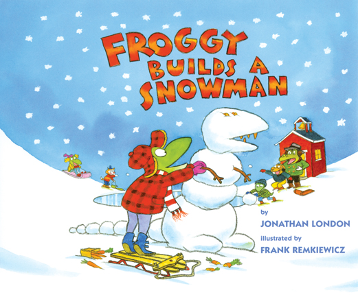 Froggy builds a snowman