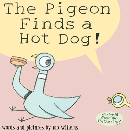 Pigeon finds a hot dog!